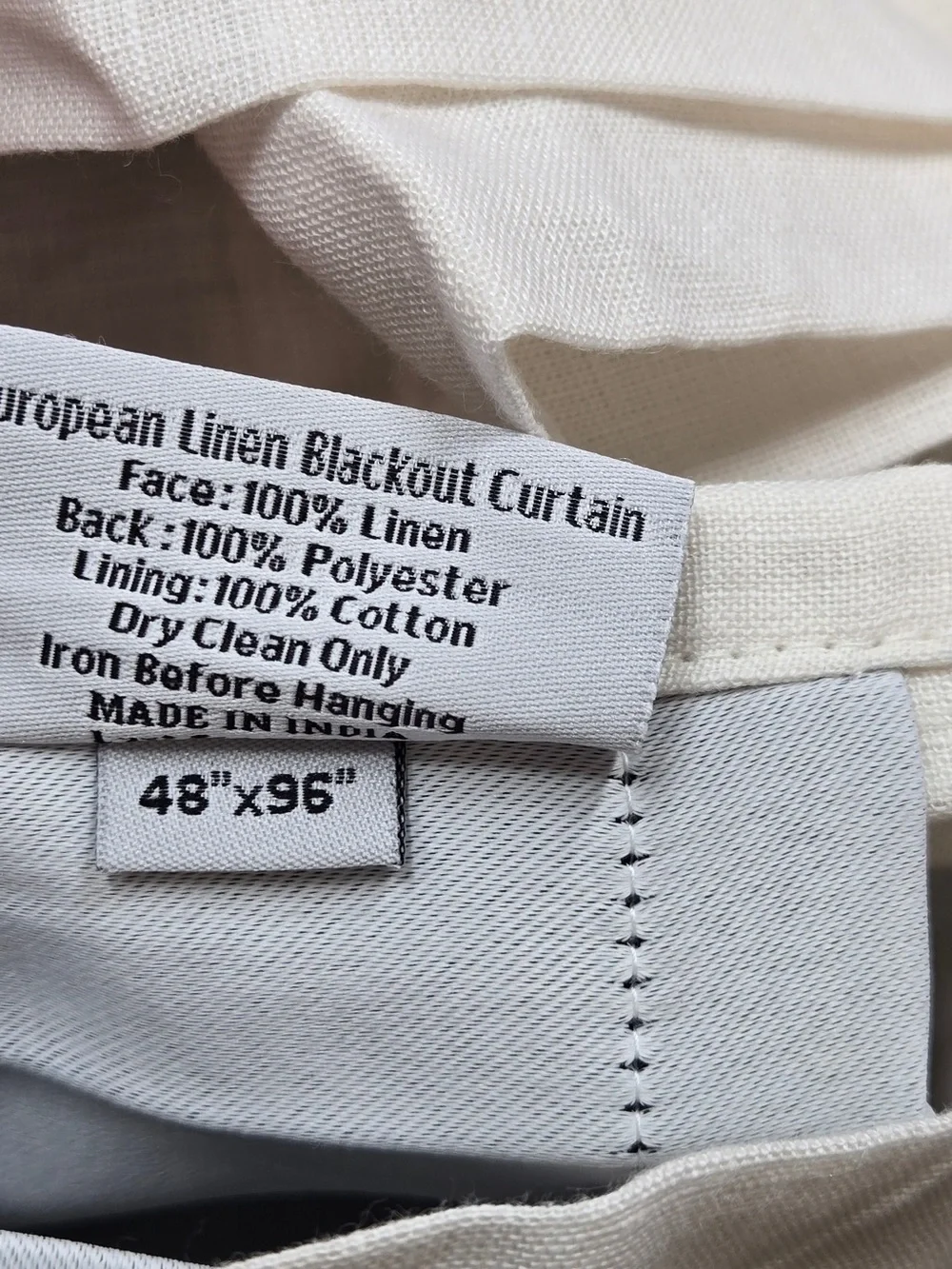 QUINCE Set Of 2 48x96 European Linen True Blackout Curtains Cream 9636